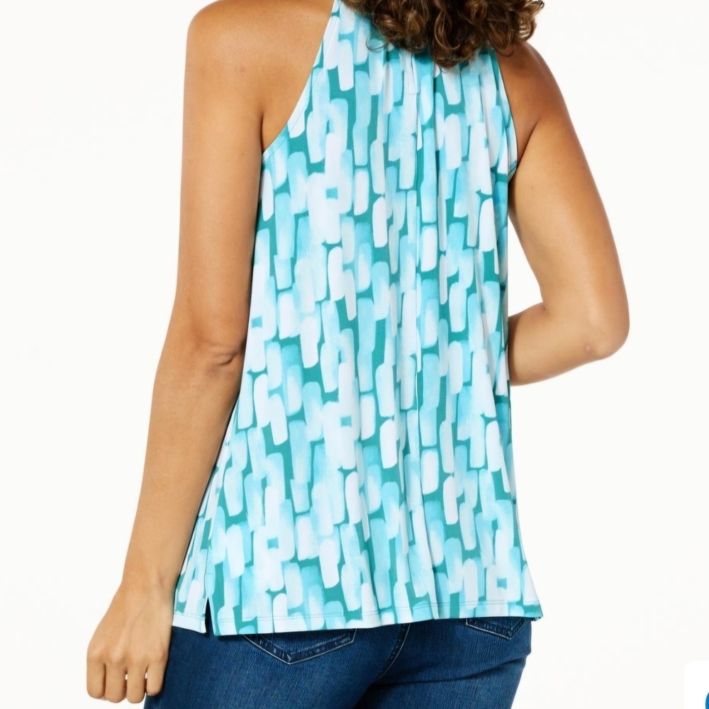 Chic Teal and White Halter Top - Picture 2 of 2